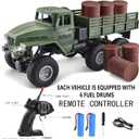 JPJCOOY RC Military Truck 6x6 Road Remote Control Car 1/16 Scale Remote Control Truck 4WD All Terrain Rock Army Transport Vehicle Toy Vehicle for Kids Children Boy Gift