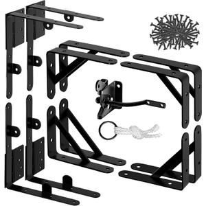 Heavy Duty Anti Sag Gate Kit - 90 Degree Bracket with Hinges for Wooden Fences - No Sag Corner Brace for Doors & Driveway (2 Sets)