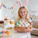 KJX 24 Pcs Plastic Speckled Easter Eggs, 2.4in 4 Colors Faux Pastel Speckled Eggs Bowl Vase Filler, Decorative Easter Eggs for Home Tables Centerpieces DIY Craft Spring Decor (Pastel)