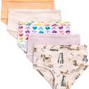 Burt's Bees Baby Toddler Girls' Underwear Set of 5 - Solids, Stripes,Prints, Tag-Free with Size 2T