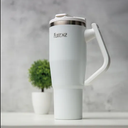 40 oz Tumbler with Rotated Handle & Flip Straw | Triple Layer Vacuum Insulated Stainless Steel Cup, Leak Resistant Water Bottle for Water, Iced Tea or Coffee | Gifts for Women & Men - White