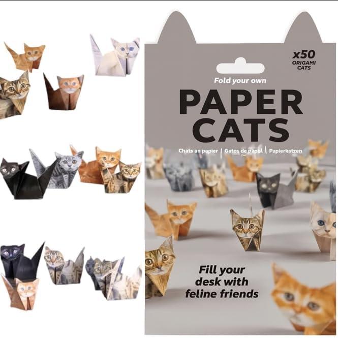 Treayes 3D Origami Paper Cats, 50 Sheets, DIY Art Project for Adults, Desk Decor and Gift for Pet Lovers