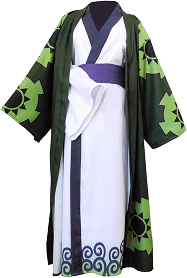 Anime Cosplay Costume Anime Deluxe Cloak Robe Kimono Halloween Outfit Set (Small, Green)