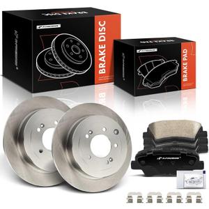 A-Premium 11.88 In (302mm) Rear Solid Brake Rotors and Ceramic Pads Kit | Compatible with Hyundai and Kia Models - Sportage 2017-2020, Tucson 2016-2021, 6-Pack