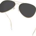livho Sunglasses for Men Women Aviator Polarized Metal Mirror UV 400 Lens Protection (Gold Black)