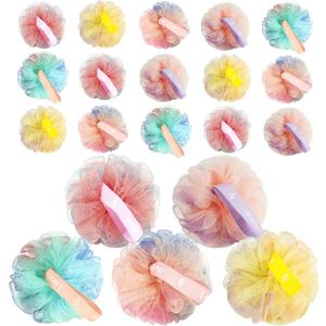 20 Pack Mini Bath Sponges Bulk 20G, Small Mesh Shower Loofah Pouf for Women Men Kids, Soft Exfoliating Body Scrubber Bath Ball, Shower Loofahs for Body Wash, Travel Gym Family, Assorted Colors