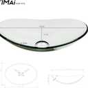 YIMAI Glass Vessel Sink, Above Counter Oval Bathroom Vanity Sink, 18.5" x 11.8" Clear Tempered Glass for Modern Bathrooms, Vanity, Powder Room, Guest Bathroom, 18.5"D x 11.8"W x 5.1"H