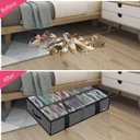 Onlyeasy 2 Pack Under Bed Shoe Storage Organizers with Handles & Clear window (Fit 14 +14 Pairs), Sturdy Underbed Box Organizer Shoe Storage Bags for Kids & Adults, Linen-like Black, MXAUBS14S14