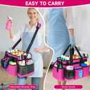 Cleaning Caddy Bag, Cleaning Supplies Organizer for Housekeepers, Housekeeping Caddy with Handle and Detachable Padded Cushion, Pink