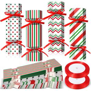 Spakon 60 Pack Christmas Crackers No Snap DIY Table Favors Xmas Holiday Poppers Kit for Dinner Decoration Gift