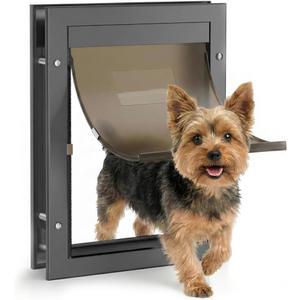 Dog Door for Large Dogs, Large Black Aluminum Frame Pet Door with 2-Way Lock, Easy Install on Interior Door/Screen/Wall, Weatherproof Magnetic Flap