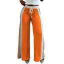 PINSV Women's Wide Leg Sweatpants Baggy Lounge Pants Active Joggers Striped Track Pants Orange M (M)
