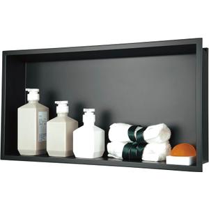 Shower Niche 24"x12"，No Tile Needed，Stainless Steel Niche Bathroom for Shower Wall，Matte Black （ 24 x 12 in）