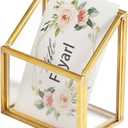 Feyarl Gold Glass Vertical Business Card Holder Business Card Display Stand Clear Name Card Organizer Storage for Office Meeting Desk Countertop