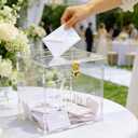 Clear Acrylic Card Box with Lock & Slot, DIY-Friendly Wedding Card Boxes for Reception Cash Gift Monetary Envelope, Elegant Gift Card Holder Box for Graduation Bridal Shower Party Table Decor