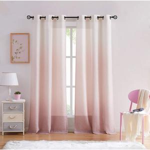 Central Park Ombre Window Curtain Panel Linen Gradient Print on Rayon Blend Fabric Drapery Treatments for Living Room/Bedroom, Cream White to Pink Dust Rose, 40" x 84", Set of 2