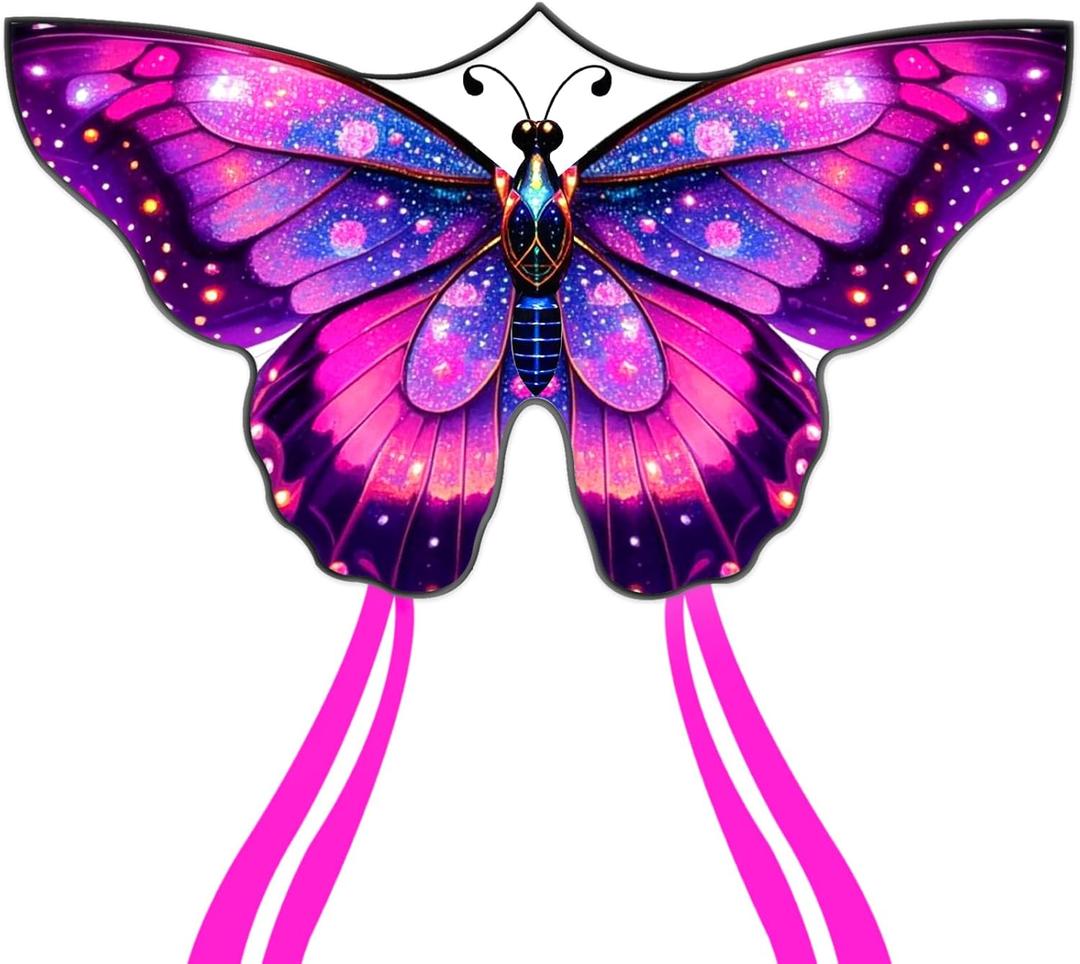 Large Butterfly Kite for Adults and Kids Ages 4-8 & 8-12 Easy to Fly, 55''X28'' Single Line Kite for Outdoor, Park or Beach
