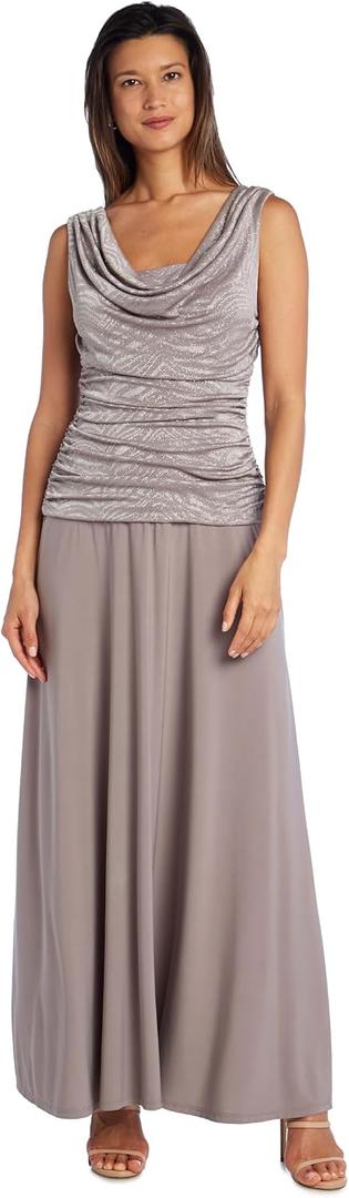 Elegant Glitter Knit Jacquard Ruched Bodice
