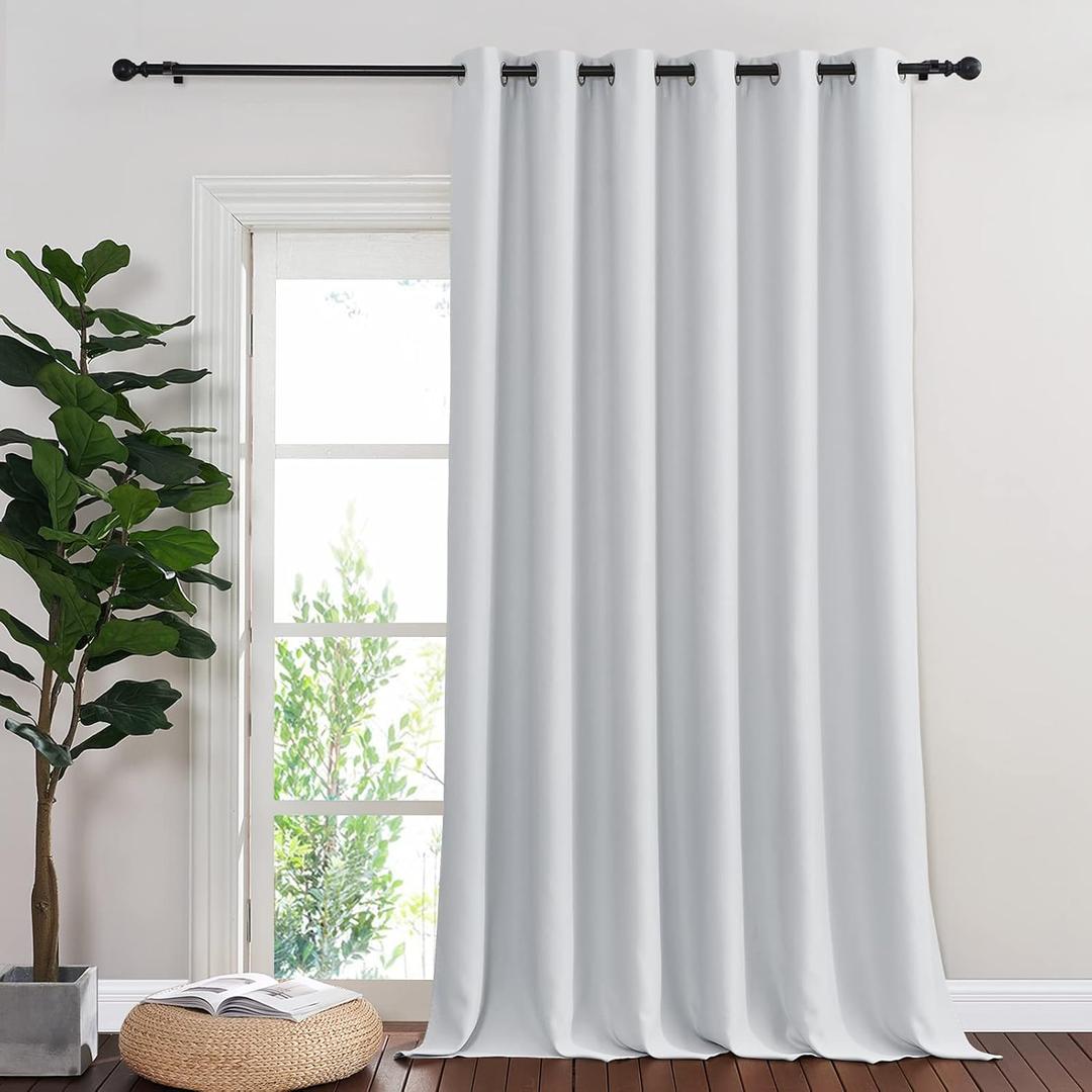 NICETOWN Room Darkening Patio Door Curtain for Living Room Darkening Grommet Sound Reducing Privacy Window Treatment for Bedroom, Greyish White, 1 Panel, W80 x L102