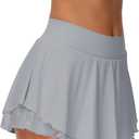 UrKeuf Women's Athletic Tennis Skirts with Pockets 13in Ruffle Golf Running Workout Ice Silk Flowy Skorts with Sports Shorts (Gray, S)