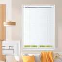 AURILOFT No Drill L-Shaped Vinyl Cordless Mini Blinds,White,29.5" Wx 48" H