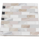 Art3d 10-Sheet Heavy-Duty Peel and Stick Backsplash, Waterproof Wall Tiles Stick on Kitchen Backsplash Living Space, Beige & White (12 x 12 Inch)