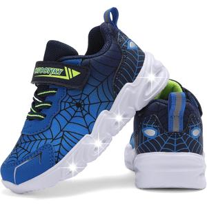 Toddler Boys Light Up Shoes Lightweight LED Flashing Breathable Mesh Walking Sneakers for Toddler and Little Kids