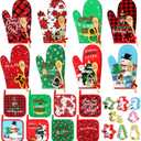 Suclain 32 Pcs Funny Christmas Oven Mitts Pot Holders Gift Set Holiday Novelty Word Baking Cookie Cutters Wooden Spoons Kitchen Xmas Supplies for Women Cooking Gifts