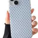 Compatible with iPhone 14/15 Plus Case, Fashion Cute Aesthetic Polka Dot Phone Case for Women, Shockproof Slim Soft TPU and Hard PC Protective Phone Cover for iPhone 14/15 Plus 6.7", Blue