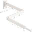 Wall Mounted Clothes Hanger Rack, Clothes Drying Rack,Laundry Drying Rack,Collapsible Clothes Rack Wall Mount, Retractable Drying Rack Clothing,can Fold Upward & Left & Right,White Color