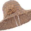 Women Floppy Beach Sun Hat Foldable Floppy Hat Lace Wide Brim Cap Summer UV Protection Travel Garden Outdoor (Brown)
