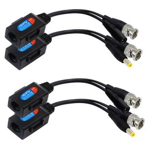 Balun HD Cat5 RJ45 to BNC Video Baluns transceiver Passive with Power Connector for 720P 1080P 3MP 4MP 5MP 8MP HD-CVI/TVI/AHD/CVBS/960H Camera(2 Pairs)