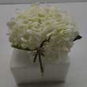 Hollyone Hydrangea Artificial Flowers with Vase White Silk Fake Flowers Arrangements in Glass Vase with Faux Water for Home Bathroom Office Table Centerpiece Shelf Decorations