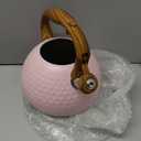 Whistling Tea Kettle,3.2Qt Stainless Steel Stove Kettle, Food Grade Teapot with Wood Pattern Handle for Coffee, Milk etc, Gas Electric Applicable (Pink)