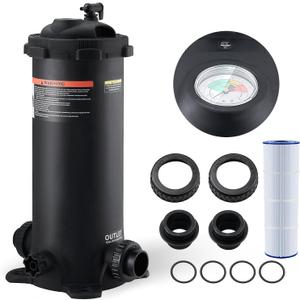 VEVOR 2025 Pro Pool Cartridge Filter Tank & Element for Above Ground & Inground Pools, Large 50Sq. Ft Cleaner System Compatible W/Pumps 1/3 to 1 HP| Up to 2483 GPH |for Pools Up to 19866 Gallons