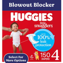 Huggies Little Snugglers Fragrance Free Baby Diapers, Size 4 (22-37 lbs), 150 Count (6 Packs of 25)