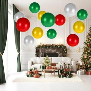 24 Pcs 18" Jumbo Christmas Ball Ornaments Large Inflatable Christmas Ornaments Oversized Xmas Ball Hanging Decorations for Xmas Outdoor Indoor Tree Party Lawn Yard Decor(Fresh Color)