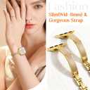 Mosonio Slim Designer Bracelet Bands for Apple Watch Women, Elegant Thin Dressy Metal Band with Embedded Silicone Accents Compatible with Apple Watch Ultra / Series 11 10 9 8 7 6 5 4 SE 3 2 1, Easy-Adjust Link Fancy Strap for iWatch 49mm 46mm 45mm 44mm 42mm 41mm 40mm 38mm (Sizes vary by model)