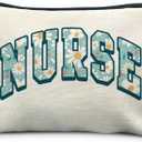 3 x Blue Floral Nurse Makeup Bag - Cosmetic Pouch for Women, RN Graduation Gift (nurse - small daisy)