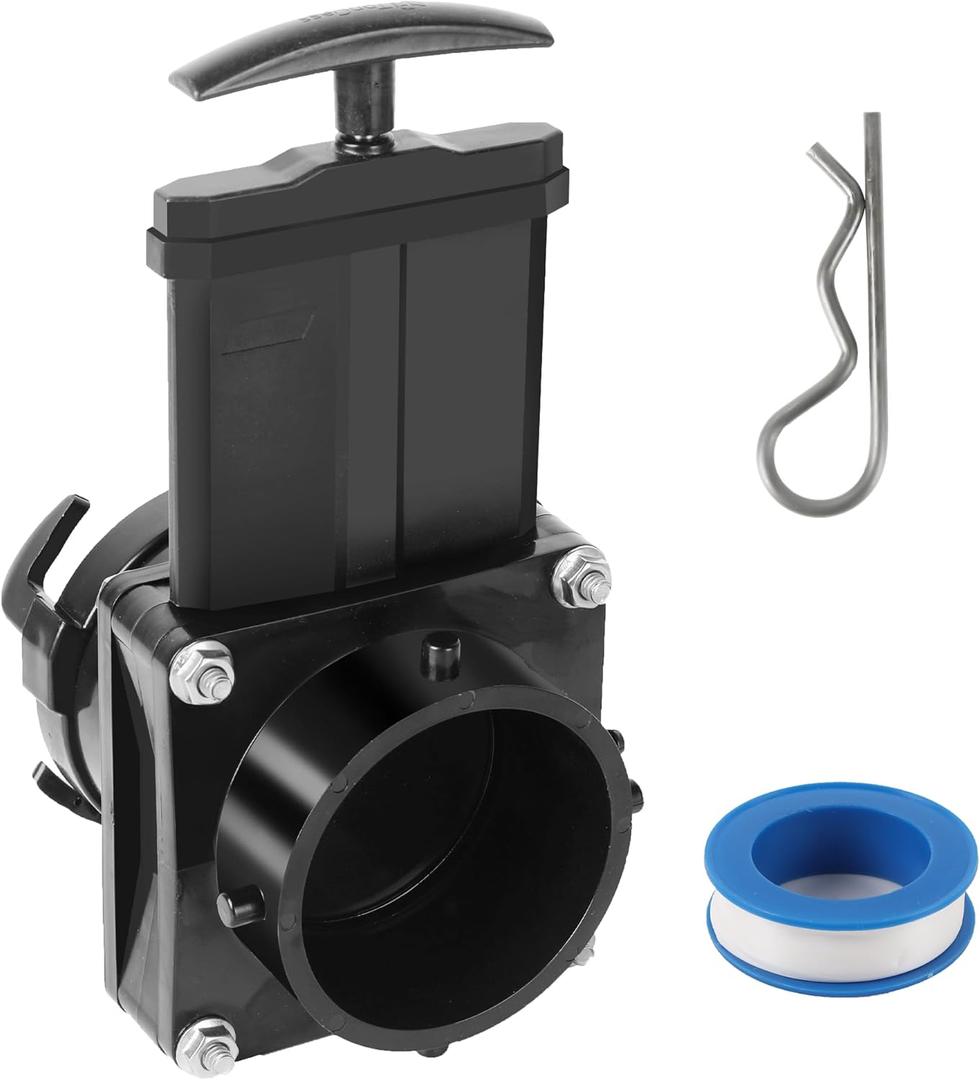 TonGass 3-Inch RV Waste Valve Body with Handle, Durable Sewer Valve Replacement for Campers Trailers and Motorhomes, Mess-Free Heavy-Duty RV Sewer Pipe Fitting - Black