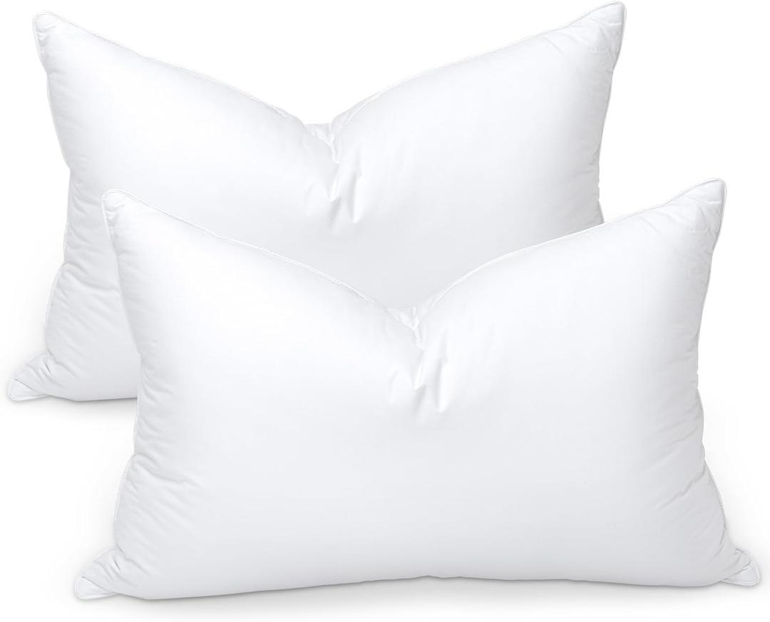Ultra Soft Feather Pillows Queen Size Set of 2 - Goose Down Hotel Bed Pillow for Sleeping, (Down Fiber) Fluffy Support Surround Fill Polyester for Side, Back and Stomach Sleepers (Soft)
