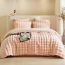 Tokokimo Pink Fluffy Comforter Cover Queen Set, Faux Rabbit Fur Duvet Cover Set 3 Pieces (1 Shaggy Duvet Cover + 2 Pillowcases) Fuzzy Bedding Set (Queen)