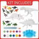 EDUMAN 12 Pcs Dinosaur Painting Kit for Kids, Paint Your Own Dinosaur Kit, Dino Arts & Crafts Painting Set with Brushes and Colors, DIY Activity Toy for Boys & Girls Age 6-12, STEM Gift for Toddlers