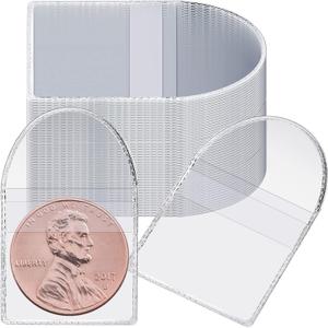 150 Pcs Single Pocket Coin Sleeves Currency Bill Holders Clear PVC Individual Sleeves Holders Coin Holder Currency Bills Protector Plastic Coin Pouch (Polygon, 2.2 x 2 Inch)