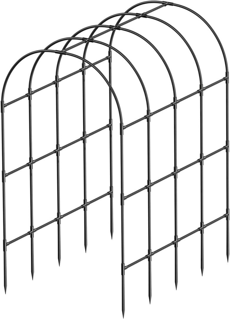 Garden Arch Trellis, Metal Arch Trellis for Climbing Plants Outdoor, Yard, Garden, Climbing Plants w/Decorative Wire Lattice - Black
