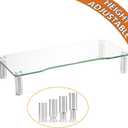 Hemudu Clear Computer Monitor Riser with Height Adjustable Multi Media Desktop Stand for Flat Screen LCD LED TV, Laptop/Notebook/Xbox One,HD01T-001