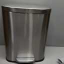 Amazon Basics SMALL Trash Can, 3.1 Gallon (12L), Smudge Resistant Rectangular Bin with Soft-Close Lid, Step Foot Pedal, Removable Inner Bucket, Brushed Stainless Steel, Satin Nickel Finish