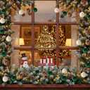 15 PCS Christmas Tree Ornaments Velvet Balls, 3.15 Inch Large Velvet Christmas Tree Ball Ornaments Set Star, Shatterproof Plastic Hanging Bulb for Xmas Tree Decorations - Multicolor Green Brown Beige