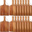 Tanlade 16 Pcs Acacia Wood Cutting Board with Handle Chopping Boards Decorative Charcuterie Platter Pizza Bread Cheese Fruit Serving Tray for Kitchen Counter Table Christmas Decorate (15.8 x 12 Inch)