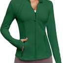 VUTRU Women Athletic Jacket Fitted Workout Running Zip Up Track Coat Layer with Thumb Holes Pockets for Yoga Gym Travel L